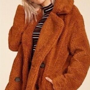 Women's Cozy Brown Teddy Coat